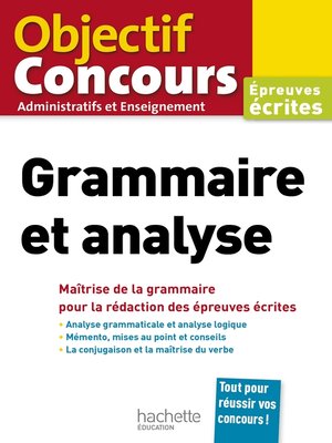 cover image of Objectif Concours Grammaire et analyse 2020--Ebook epub